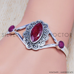 Rose Quartz 925 Sterling Silver Bangles (SJWB-91)