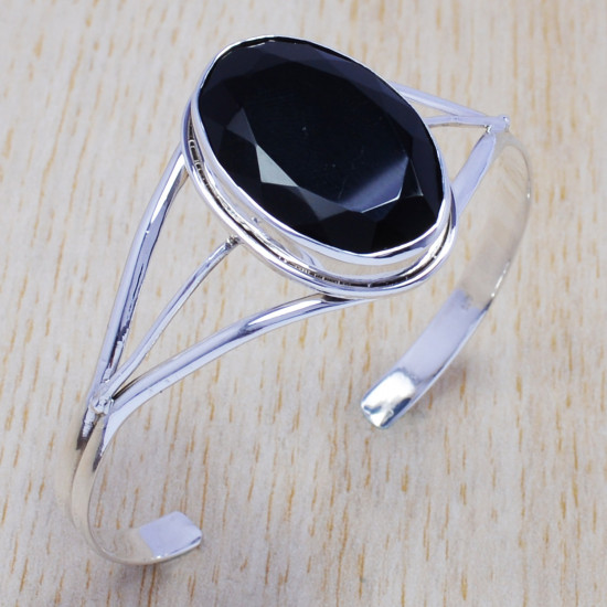 black onyx gemstone wholesale jewelry 925 sterling silver bangle SJWB-96