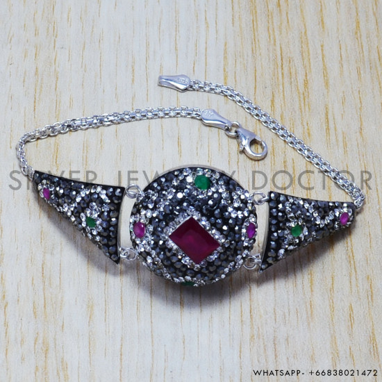 Emerald 925 Sterling Silver Bracelet (SJWBR-108)