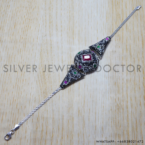 Emerald 925 Sterling Silver Bracelet (SJWBR-108)