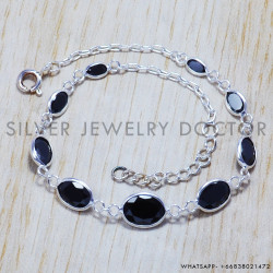 Black Onyx 925 Sterling Silver Bracelet (SJWBR-114)