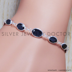 Black Onyx 925 Sterling Silver Bracelet (SJWBR-114)