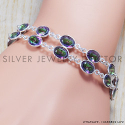 Mystic Topaz 925 Sterling Silver Bracelet (SJWBR-117)