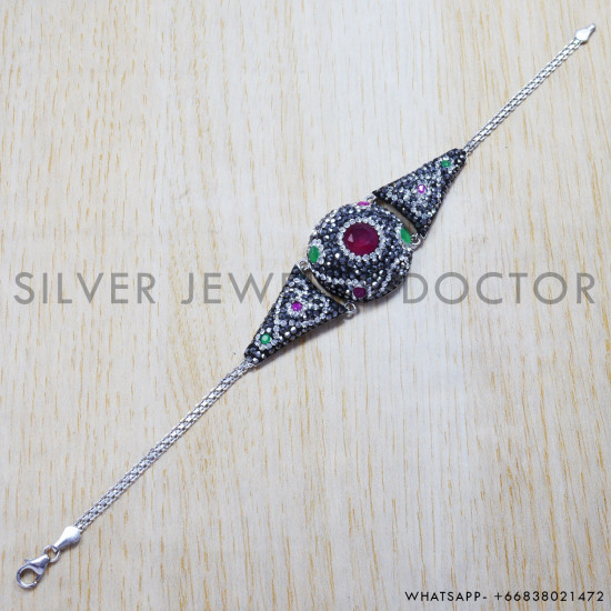 Emerald 925 Sterling Silver Bracelet (SJWBR-118) Emerald 925 Sterling Silver Bracelet (SJWBR-118)