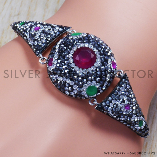 Emerald 925 Sterling Silver Bracelet (SJWBR-118) Emerald 925 Sterling Silver Bracelet (SJWBR-118)