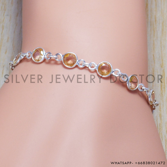 Citrine 925 Sterling Silver Bracelet (SJWBR-119) Citrine 925 Sterling Silver Bracelet (SJWBR-119)