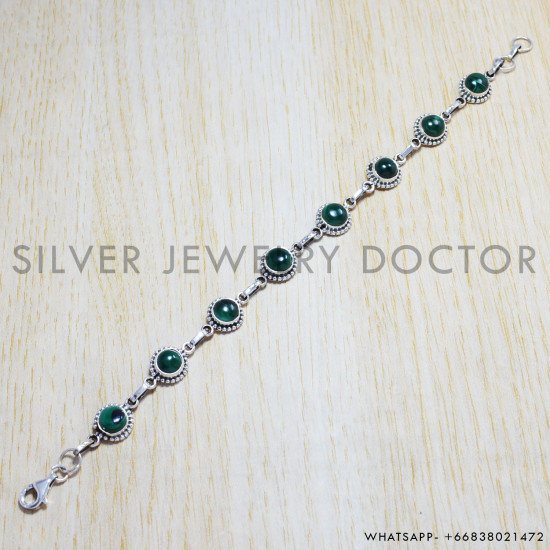 Malachite 925 Sterling Silver Bracelet (SJWBR-12)