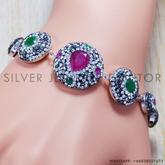 Ruby 925 Sterling Silver Bracelet (SJWBR-122) Ruby 925 Sterling Silver Bracelet (SJWBR-122)