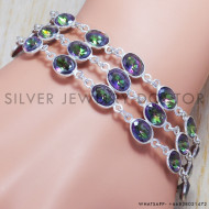 Mystic Topaz 925 Sterling Silver Bracelet (SJWBR-123) Mystic Topaz 925 Sterling Silver Bracelet (SJWBR-123)