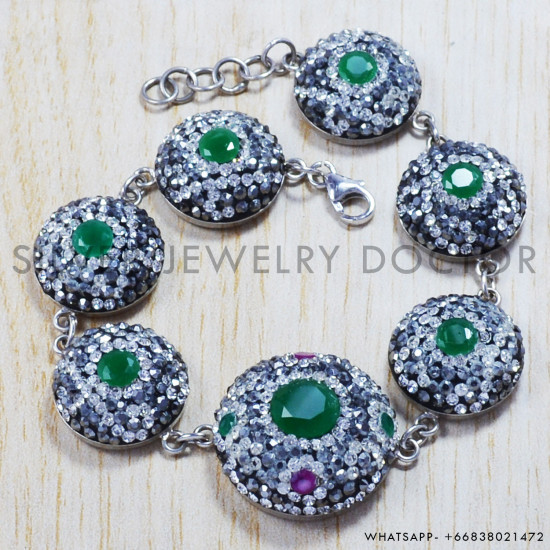Emerald 925 Sterling Silver Bracelet (SJWBR-125) Emerald 925 Sterling Silver Bracelet (SJWBR-125)