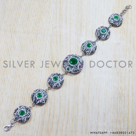 Emerald 925 Sterling Silver Bracelet (SJWBR-125) Emerald 925 Sterling Silver Bracelet (SJWBR-125)