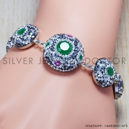 Emerald 925 Sterling Silver Bracelet (SJWBR-125) Emerald 925 Sterling Silver Bracelet (SJWBR-125)