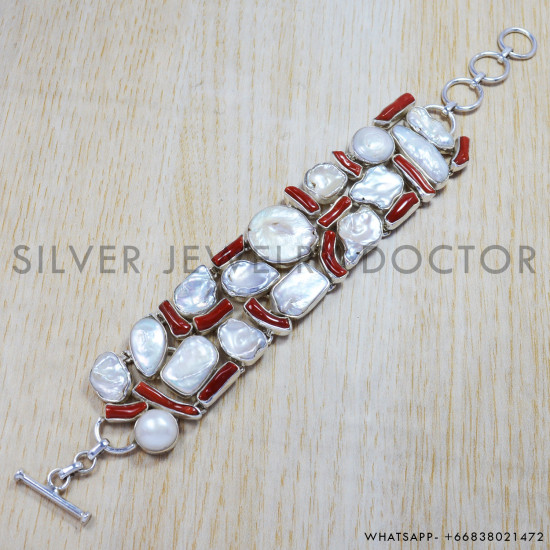 Carnelian 925 Sterling Silver Bracelet (SJWBR-126) Carnelian 925 Sterling Silver Bracelet (SJWBR-126)