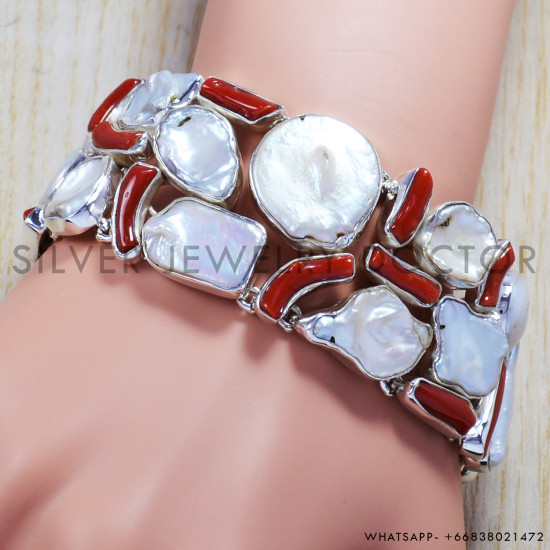 Carnelian 925 Sterling Silver Bracelet (SJWBR-126) Carnelian 925 Sterling Silver Bracelet (SJWBR-126)