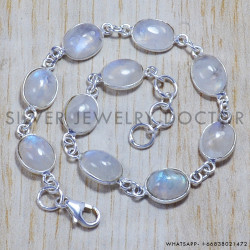 Rainbow Moonstone 925 Sterling Silver Bracelet (SJWBR-127)