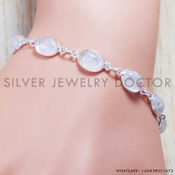 Rainbow Moonstone 925 Sterling Silver Bracelet (SJWBR-127)