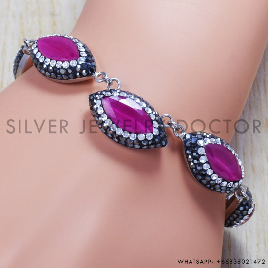 Ruby 925 Sterling Silver Bracelet (SJWBR-128) Ruby 925 Sterling Silver Bracelet (SJWBR-128)