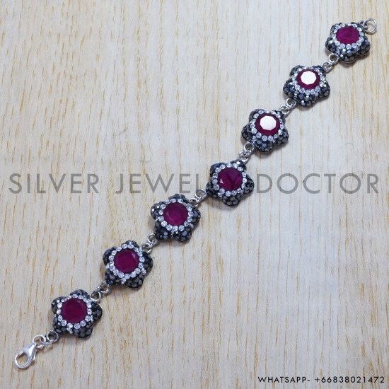 Ruby 925 Sterling Silver Bracelet (SJWBR-129) Ruby 925 Sterling Silver Bracelet (SJWBR-129)