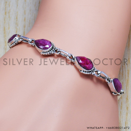 Ruby 925 Sterling Silver Bracelet (SJWBR-13)