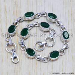Green Onyx 925 Sterling Silver Bracelet (SJWBR-130)