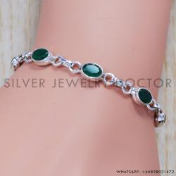 Green Onyx 925 Sterling Silver Bracelet (SJWBR-130)