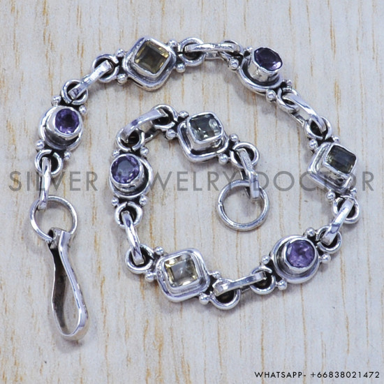 Amethyst 925 Sterling Silver Bracelet (SJWBR-131) Amethyst 925 Sterling Silver Bracelet (SJWBR-131)