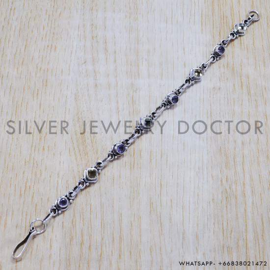 Amethyst 925 Sterling Silver Bracelet (SJWBR-131) Amethyst 925 Sterling Silver Bracelet (SJWBR-131)