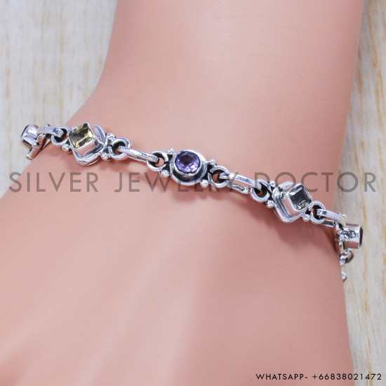 Amethyst 925 Sterling Silver Bracelet (SJWBR-131) Amethyst 925 Sterling Silver Bracelet (SJWBR-131)