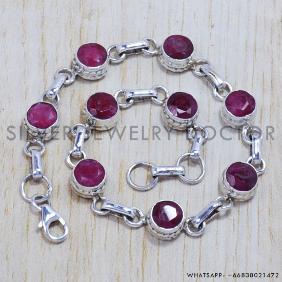 Ruby 925 Sterling Silver Bracelet (SJWBR-132) Ruby 925 Sterling Silver Bracelet (SJWBR-132)