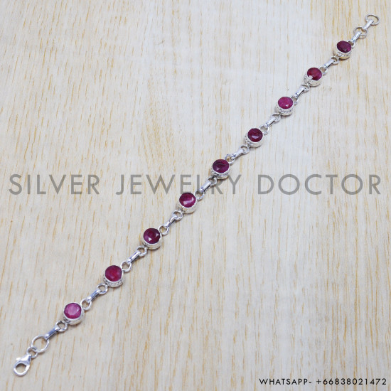 Ruby 925 Sterling Silver Bracelet (SJWBR-132) Ruby 925 Sterling Silver Bracelet (SJWBR-132)