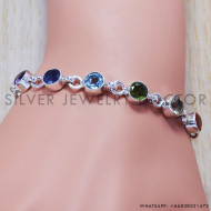 Blue Topaz 925 Sterling Silver Bracelet (SJWBR-136) Blue Topaz 925 Sterling Silver Bracelet (SJWBR-136)