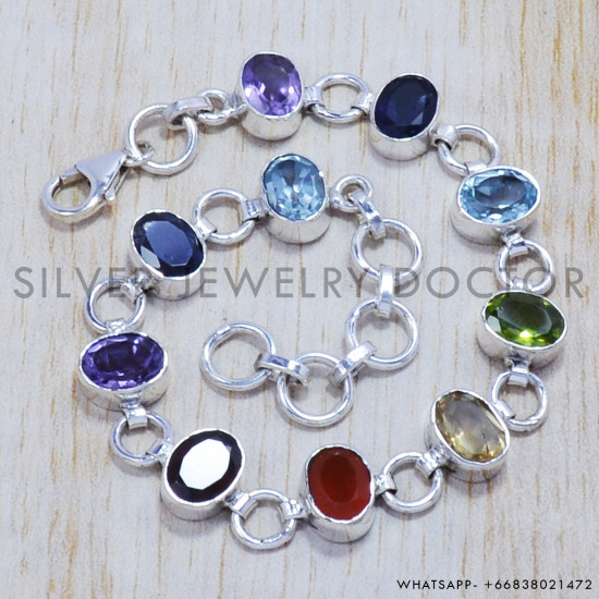 Peridot 925 Sterling Silver Bracelet (SJWBR-138)