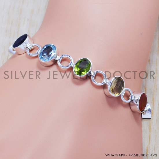 Peridot 925 Sterling Silver Bracelet (SJWBR-138)