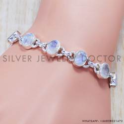 Rainbow Moonstone 925 Sterling Silver Bracelet (SJWBR-139)