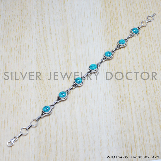Turquoise 925 Sterling Silver Bracelet (SJWBR-14)