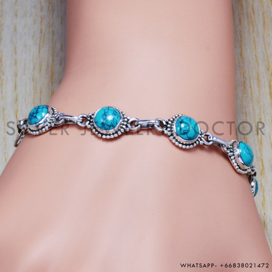 Turquoise 925 Sterling Silver Bracelet (SJWBR-14)