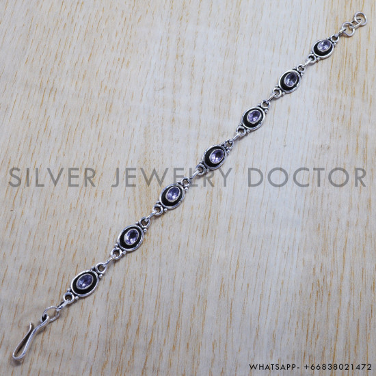 Amethyst 925 Sterling Silver Bracelet (SJWBR-142) Amethyst 925 Sterling Silver Bracelet (SJWBR-142)