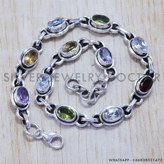 Garnet 925 Sterling Silver Bracelet (SJWBR-143) Garnet 925 Sterling Silver Bracelet (SJWBR-143)