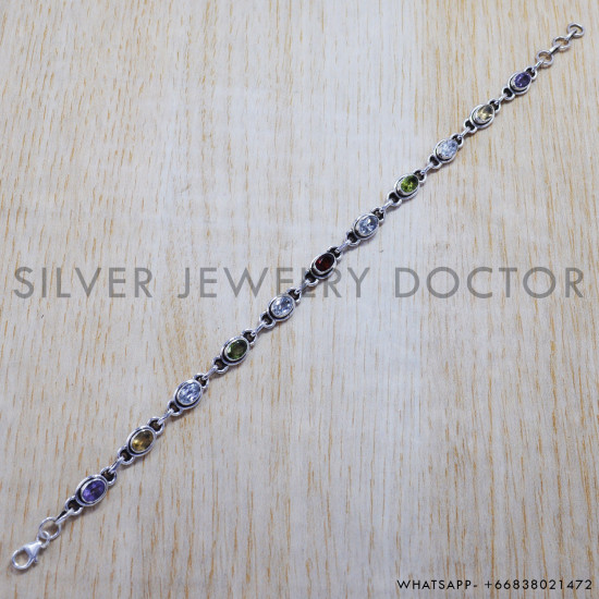 Garnet 925 Sterling Silver Bracelet (SJWBR-143) Garnet 925 Sterling Silver Bracelet (SJWBR-143)