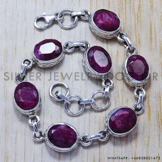 Ruby 925 Sterling Silver Bracelet (SJWBR-149) Ruby 925 Sterling Silver Bracelet (SJWBR-149)