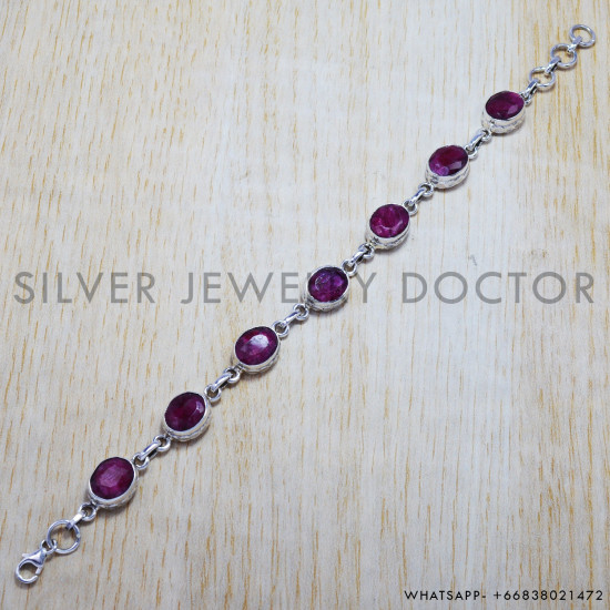 Ruby 925 Sterling Silver Bracelet (SJWBR-149) Ruby 925 Sterling Silver Bracelet (SJWBR-149)