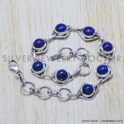 Lapis Lazuli 925 Sterling Silver Bracelet (SJWBR-15)