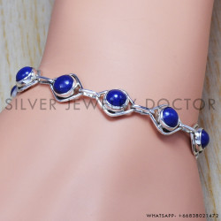 Lapis Lazuli 925 Sterling Silver Bracelet (SJWBR-15)