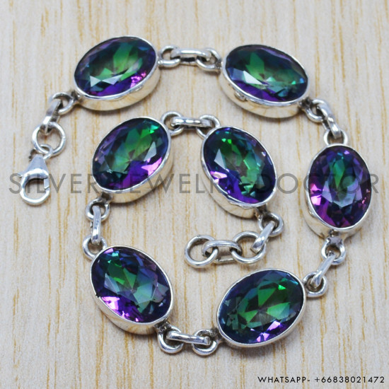 Mystic Topaz 925 Sterling Silver Bracelet (SJWBR-151) Mystic Topaz 925 Sterling Silver Bracelet (SJWBR-151)