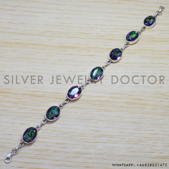 Mystic Topaz 925 Sterling Silver Bracelet (SJWBR-151) Mystic Topaz 925 Sterling Silver Bracelet (SJWBR-151)