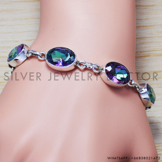 Mystic Topaz 925 Sterling Silver Bracelet (SJWBR-151) Mystic Topaz 925 Sterling Silver Bracelet (SJWBR-151)