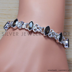 Smoky Quartz 925 Sterling Silver Bracelet (SJWBR-152)