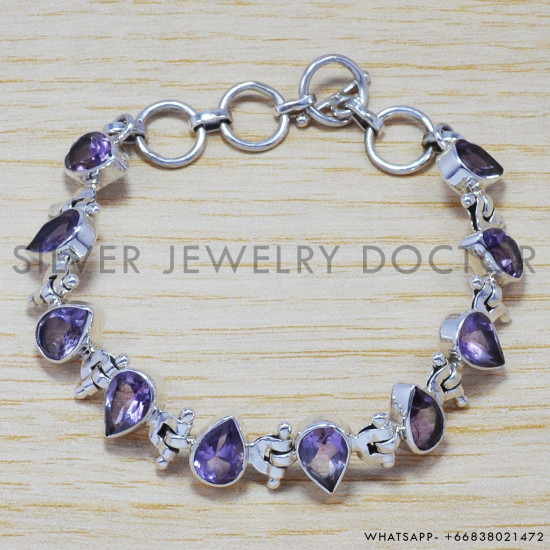 Amethyst 925 Sterling Silver Bracelet (SJWBR-153) Amethyst 925 Sterling Silver Bracelet (SJWBR-153)