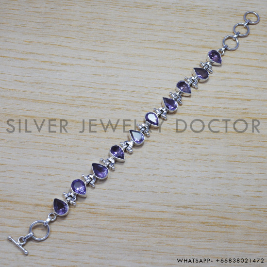 Amethyst 925 Sterling Silver Bracelet (SJWBR-153) Amethyst 925 Sterling Silver Bracelet (SJWBR-153)
