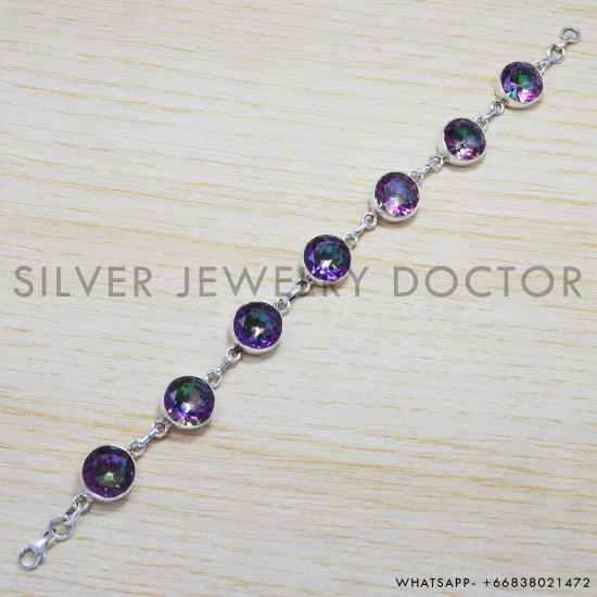 Mystic Topaz 925 Sterling Silver Bracelet (SJWBR-154) Mystic Topaz 925 Sterling Silver Bracelet (SJWBR-154)